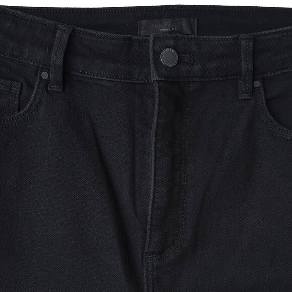 Ann Taylor Black Flare Jeans High Rise Goth Curvy Minimal Classic Boot Cut - Picture 4 of 10